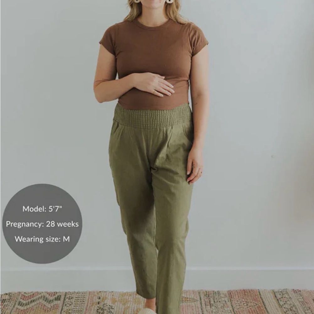 Maternity Olive Green Elastic-Waist Pants